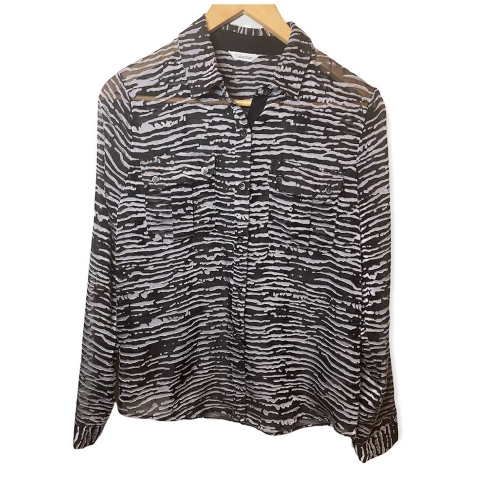 Calvin Klein Sheer Womens‎ Button Down Top​​​